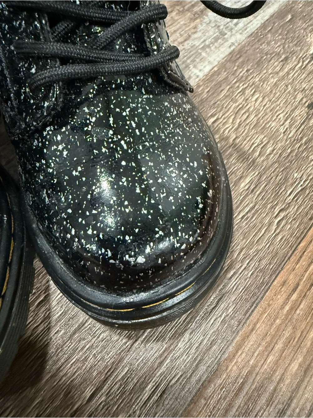 Dr. Martens Toddler Black Disco Glitter 1460T Combat Boots US Size 9